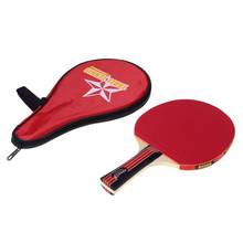 1 pc Long handle shake hand table tennis racket ping pong paddle + waterdichte tas pouch rode 2024 - buy cheap