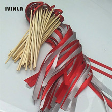 50pcs/lot red and grey wedding ribbon wands without bell for wedding party 2024 - buy cheap