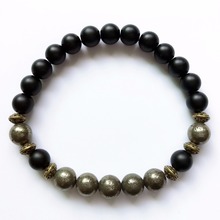 Fashion Pyrite Bracelet Natural Matte Balck Onyx Bracelet Men's Mala Beads Bracelets Yoga Mala bracelets Gift For Men 2024 - buy cheap
