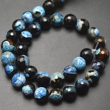 10mm Faceted Blue and Black Color Fire Stone Round Beads Jewelry making materials 2024 - buy cheap