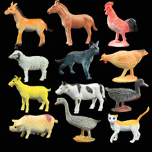 Los niños 12 Uds Mini de plástico de los animales de granja caballo oveja cerdo de pato modelos de vacas colección de juguetes educativos para niños 2024 - compra barato