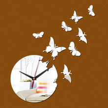 Настенные Современные часы с бабочками и цветами, зеркальные часы 3d, акриловые часы с ограниченным по времени 2024 - купить недорого