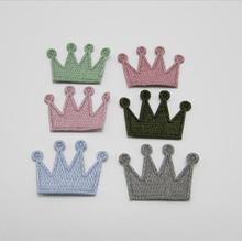 60pcs/lot 3.5cm Mix Color knitting wool Crown Shape Appliques For Kid DIY Patch And Baby Headwere Accessorie 2024 - buy cheap