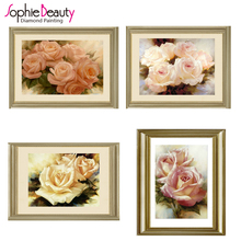 Sophie Beauty Full Round Diy Diamond Painting Cross Stitch Handcraft Embroidery Flower Pink Rose Drawing Needlework Mosaic Kit 2024 - buy cheap