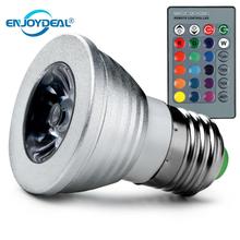 Светодиодная лампа E27, 3 Вт, 16 смена Цветов RGB лампочек, 85-265 в, с регулируемой яркостью, RGB-лампочка + ИК-пульт дистанционного управления с 24 клавишами 2024 - купить недорого