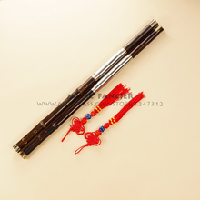 Tradicional chinesa Desempenho Profissional Preto Bamboo Bawu Duplo-Pipe Ba Wu Flauta + Caso Chave de F + bB, G + C 2024 - compre barato