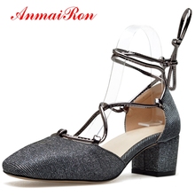 ANMAIRON Mary Janes   Med (3cm-5cm)  Square Heel Women Pumps  Zapatos De Mujer 2018 Fashion Women Shoes Big Size 34-43 LY363 2024 - buy cheap