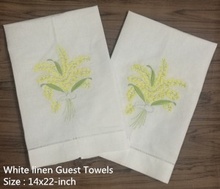 Conjunto de 12 lenços de linho branco, toalha de chá costurada com bainha de 14x22 ", pano para convidados, toalhas de cozinha, banheiro, bordado floral 2024 - compre barato