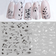 1 sheet 3D Nail Sticker Black White Leaf Totem Nail Art Sticker Tattoo Adhesive Decals Slider Tips Nail Art Decorations 2019 new 2024 - buy cheap