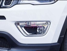 Хромированный автомобильный Стайлинг, серебристый цвет, передняя противотуманная фара, светильник, накладка, панель 2017 2018, аксессуары для Jeep Compass 2024 - купить недорого