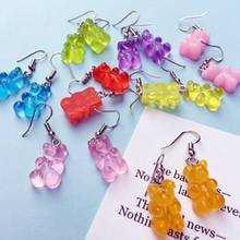 Cute Handmade Resin Colorful Cartoon Animal Bear Earring Unique Candy Color Drop Earring For Women Girl Funny Party Jewelry Gift 2024 - buy cheap