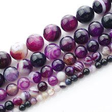 4-14mm Natural Round Purple Banded Agates Stripe Onyx beads For Jewelry Making Beads Bracelets 15'' Needlework DIY Beads Trinket 2024 - buy cheap