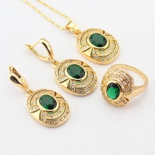 WPAITKYS Green Created Emerald White CZ Gold Color Jewelry Sets For Women Drop Earrings Necklace Pendant Rings Free Gift Box 2024 - buy cheap