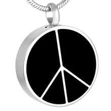 IJD8428 Wholesale or Retail 316L Stainless Steel Peace sign Round Memorial Urn Pendant Pet Ashes Keepsake Cremation Jewelry 2024 - buy cheap