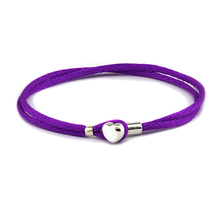 CKK-pulseras de plata esterlina 925 para mujer, brazalete de cordón de tela púrpura de plata 925, joyería de Argent, joyería femenina 2024 - compra barato