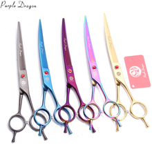 7" 19.5cm Purple Dragon JP Stainless Professional Grooming Scissors Up Curved Scissors Dog Scissors Pet Shears Finger Rest Z4002 2024 - buy cheap