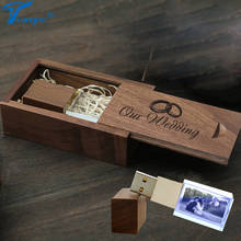 Wooden Crystal USB Flash Drive Personalized Photo 4GB 8GB 16GB 32GB USB 2.0 Pendrive + Walnut box Custom Logo for Wedding Gifts 2024 - buy cheap