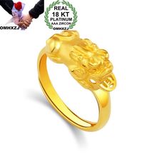 OMHXZJ-anillo de oro amarillo de 18kt para hombre y mujer, sortija ajustable de Pixiu, ideal para fiesta y boda, venta al por mayor, moda europea, RR756 2024 - compra barato