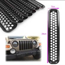 Front Grille Covers Insert Mesh Grill For Jeep Wrangler TJ 1997 1998 1999 2000 2001 2002 2003 2004 2005 2006 7pcs 34cm*7cm 2024 - buy cheap