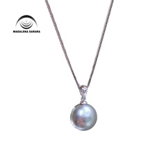 MADALENA SARARA 11mm Saltwater Pearl Necklace Dark Grey Pearl Bead Chain Necklace Natural Color Luxury Women Jewelry 2024 - buy cheap