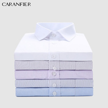 CARANFIER Stripe Mens Work Shirts Brand Soft Long Sleeve Square Collar Regular Striped  Twill Men Dress Shirts White Male Tops 2024 - buy cheap