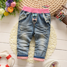 2020  Autumn Spring Baby Bow Girls Kids Pants Washed Long Trousers Denim Jeans roupas de bebe 2024 - buy cheap