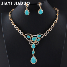 jiayijiaduo African fashion elegant women summer crystal jewelry sets beautiful gold-color necklace earrings wedding dress 2024 - buy cheap