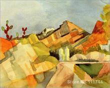 Macke-pintura de paisaje rocoso abstracto, arte moderno, reproducción de pinturas de alta calidad, pintado a mano 2024 - compra barato