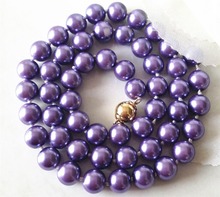 New Fashion 8mm Purple South Sea Shell Pearl Necklace Pearl Beads Women Fashion Jewelry Rope Chain Necklace Natural Stone 18INCH 2024 - buy cheap