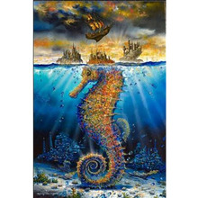 Diamante bordado mar cavalo paisagem barco diy pintura diamante ponto cruz mosaico artesanato 5d padrão needlework arte artesanato 2024 - compre barato