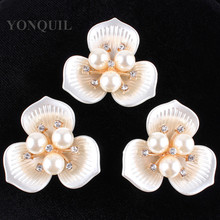 Artistic Flower With Pearls Adorned DIY Hair Accessories Brooch Pin Material Fashion Jewelry Accessories 10Pcs/Lot MYQB060 2024 - buy cheap