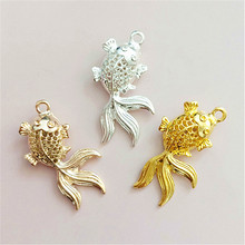 30 PCS 1.7*3.5cm Fashion Metal Alloy Gold/Silver/KC Gold Plated Fish Pendant Charm For Jewelry Making 2024 - buy cheap
