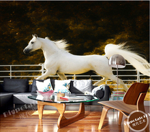 3D обои на заказ, элегантные белые обои для бега с дикой лошадью, обои для гостиной, дивана, телевизора, спальни, обои 2024 - купить недорого