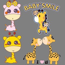 Cartoon Giraffe Animals Thermo-Stickers for Clothes Iron on Heat Transfers Patches A-Level Washable PVC Handmade Family Applique 2024 - buy cheap