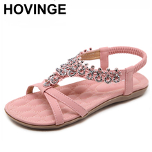 HOVINGE-sandalias planas de cristal para mujer, zapatos bohemios con flores, talla grande, 35-42, novedad de verano, 2018 2024 - compra barato