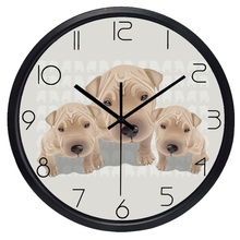Belldog shar pei Pet Dot Lovely Wall Clock for Children Room, Non-Ticking Sound 2024 - buy cheap