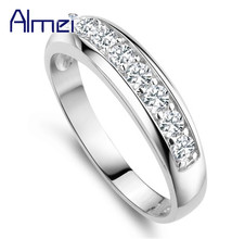 Almei-anillos de moda para mujer y hombre, joyería de Color plata 2017, anillo de cristal blanco, regalo de San Valentín, accesorios de boda J294 2024 - compra barato