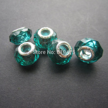 10Pieces  Lampwork Glass Beads Large Hole Faceted Teal Green  Color Fashion beads for Bracelet Necklace 2024 - buy cheap