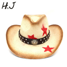 Women Men Straw Western Cowboy Hat With Punk Leather Band Handmade Weave Lady Dad Sombrero Hombre Cowgirl Jazz Caps Size 58CM 2024 - buy cheap