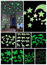 9 стилей 3D настенные наклейки светится в темноте, светящиеся флуоресцентные настенные наклейки для детей, детская комната, спальня, декор для потолка 2024 - купить недорого