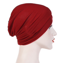 Women's Elegant Stretchy Hat Turban Forehead Cross India Hat Head Wrap Chemo Hat Solid Color Bandana Muslim Scarf Hijab Cap 2024 - buy cheap