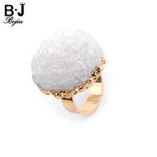 Bojiu White Druzy Ring Adjustable Size Rings For Women Copper Gold-color Women's Rings Fashion Jewelry For Party RI007 2024 - buy cheap