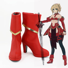 Fate/Apocrypha Servant Mordred Cosplay Shoes FA Saber Red Cosplay Boots Halloween Cosplay Red Shoes Custom Made Men and Wowen 2024 - buy cheap