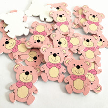 WD049(50), розовый/синий цветочный медведь из мультфильма, деревянные бусины в виде животных для скрапбукинга, игрушки для рукоделия, «сделай сам», детские украшения для душа 2024 - купить недорого