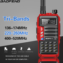 Transceptor de rádio de longo alcance, walkie talkie portátil, de alta potência, 136-174/220-260/400 mhz, 8w, banda tripla, 10km 2024 - compre barato