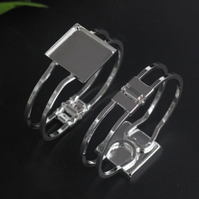 High Quality 25mm Silver Plated Square Bangle Base Bracelet Blank DIY Findings Tray Bezel Setting Cabochon Cameo(08263) 2024 - buy cheap