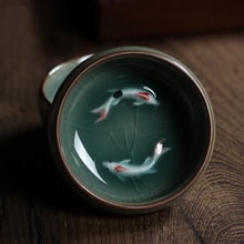 Китайские фарфоровые чайные чашки Longquan Celadon, 1 шт., чайная чашка, чайная чашка, чаша для чая с золотой рыбой, 60 мл, китайский чайный набор, чайный горшок, чайный сервиз Crackle 2024 - купить недорого