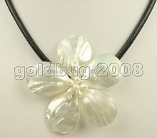 Envío Gratis 18 pulgadas 70mm blanco natural madre de perla shell COLLAR COLGANTE flor/envío 2024 - compra barato