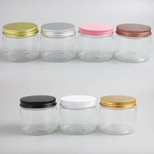 24 x 180g Empty Clear PET Cosmetic Cream Jars 180ml Plastic Food Spice Tea Candy Bee Storage Jar  With Metal Lids Sealed 2024 - buy cheap