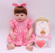 2018 Новое поступление куклы для новорожденных девочек Детская игрушка полностью силиконовый винил 23 "57 см настоящая жизнь Bebe Reborn с карими глазами живая кукла 2024 - купить недорого